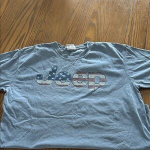 Jeep Blue Tee with Flag Design